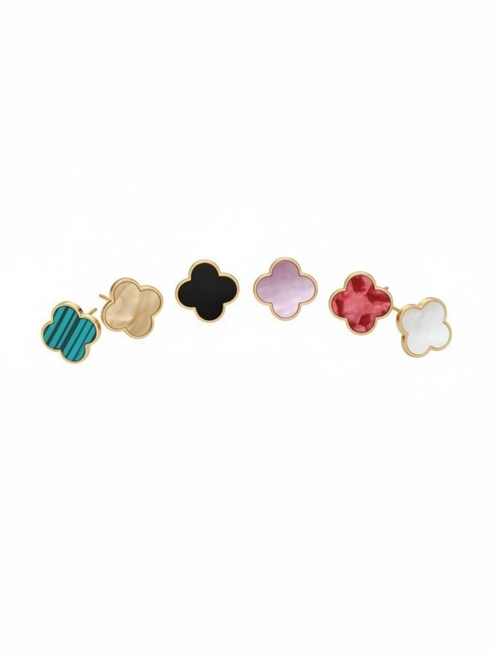 Sassified Nwt Multi-Color Clover Stud Earrings - Gold Trim